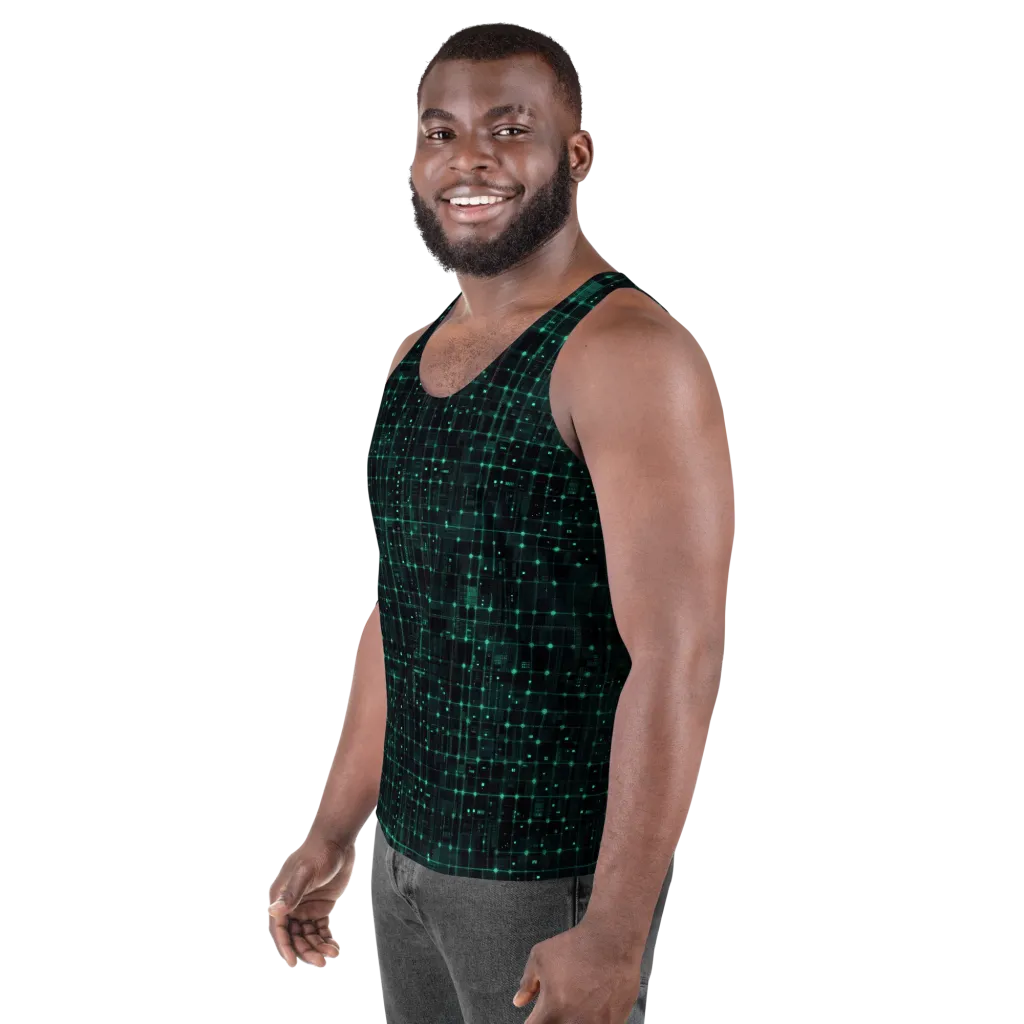Neon Matrix on Men's Tank Top — Left Front