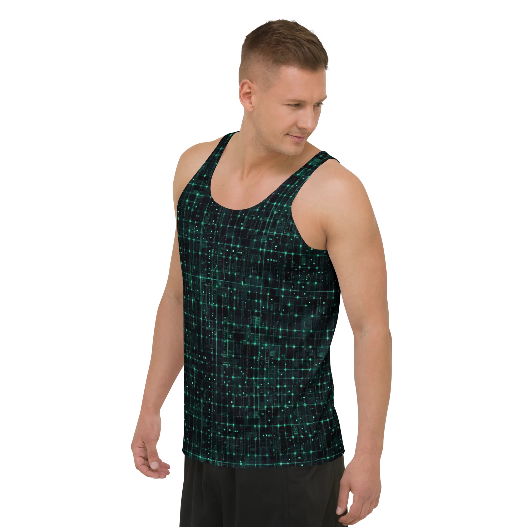 Neon Matrix on Men's Tank Top — Front print