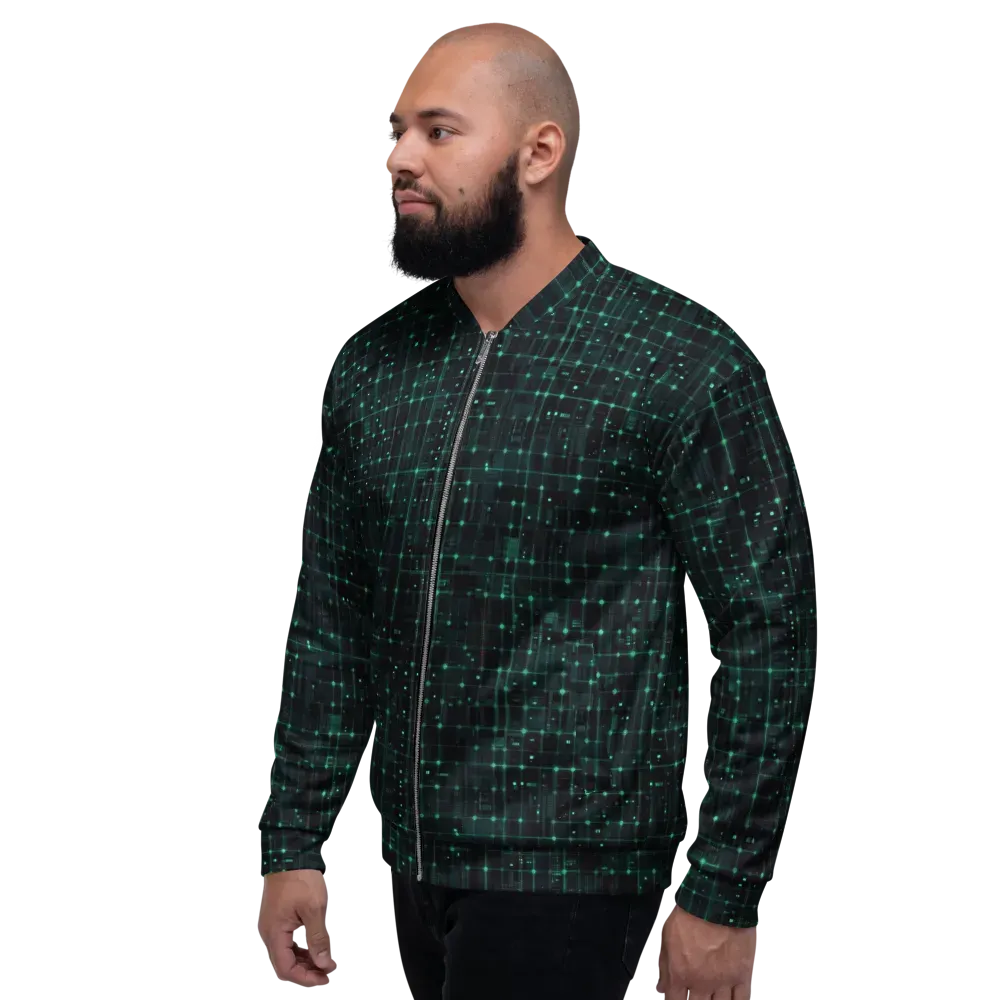 Neon Matrix on Bomber Jacket — Left