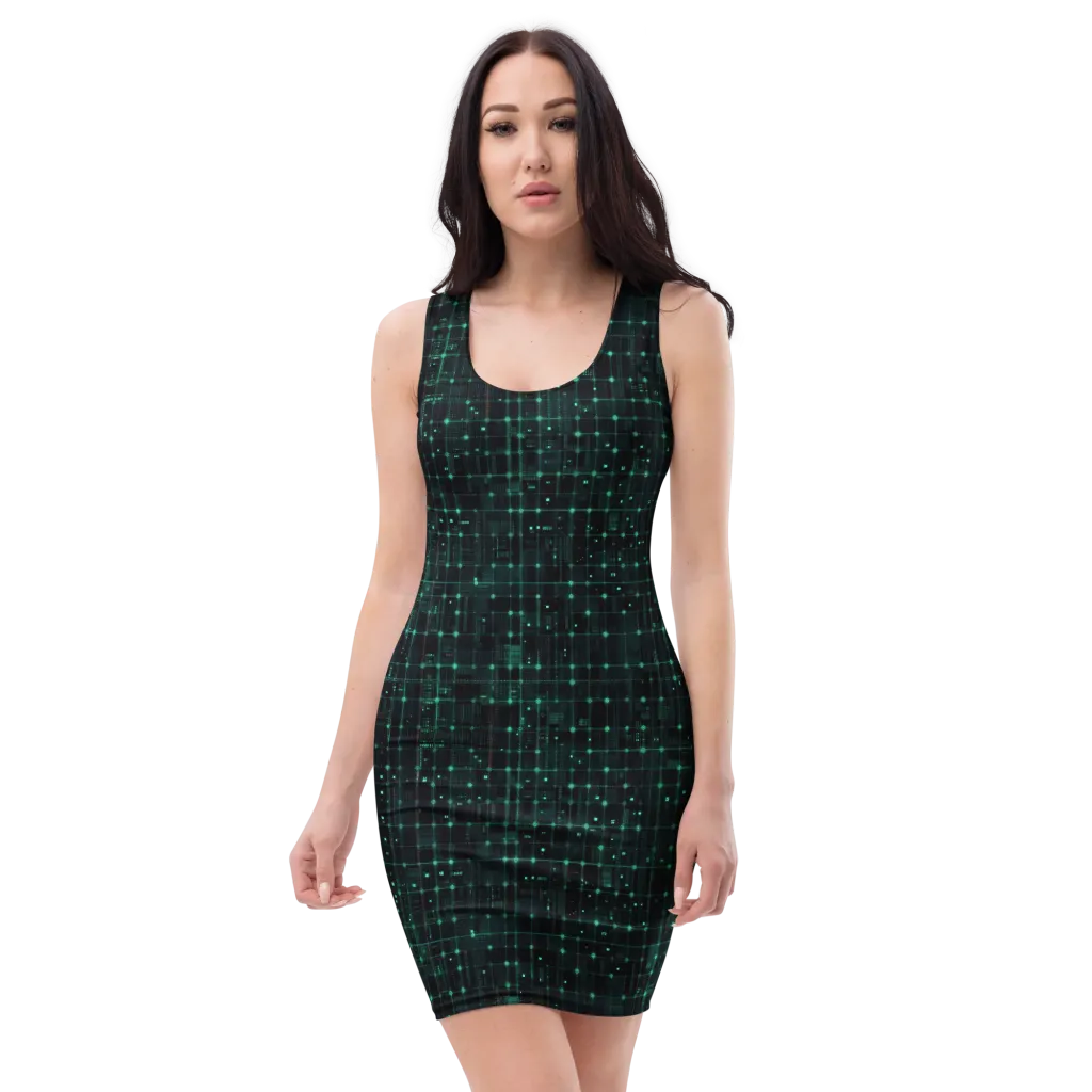 Neon Matrix on Bodycon Dress — Front
