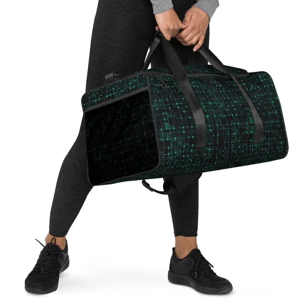 Neon Matrix on Duffle Bag — Right Front