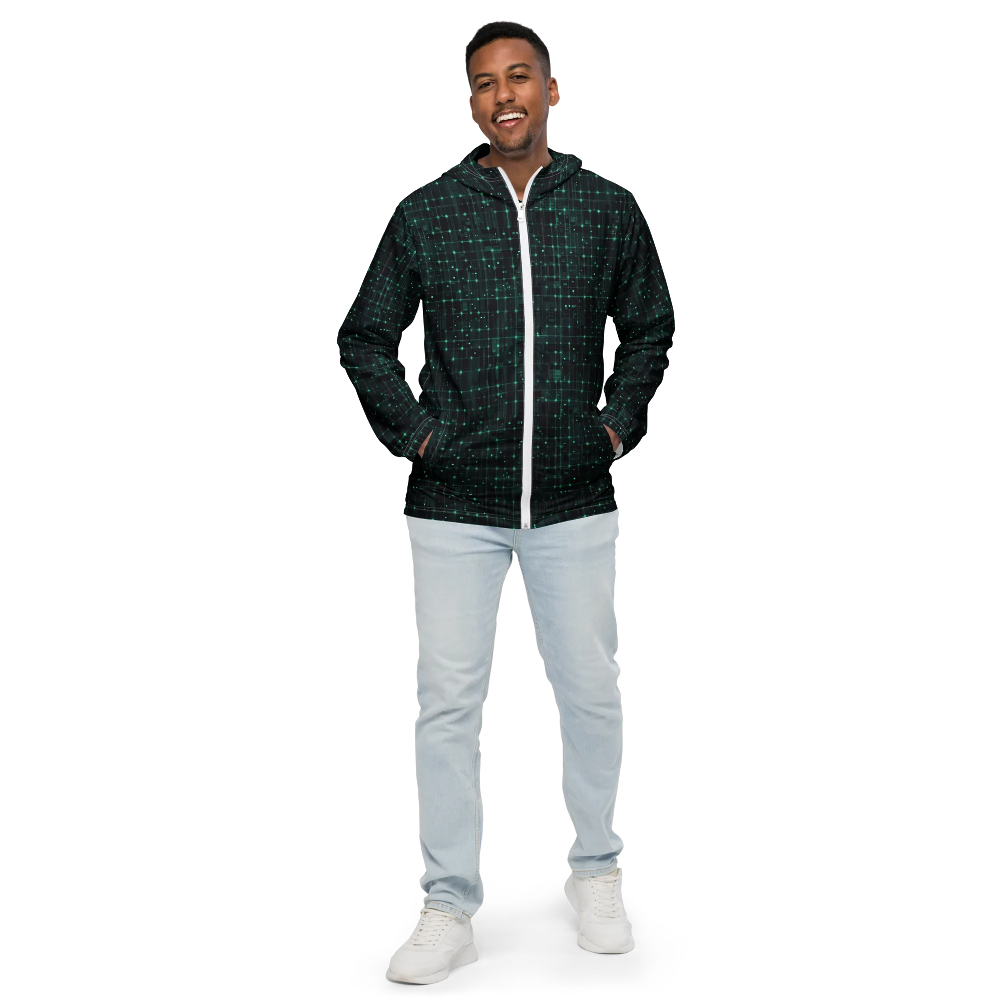 Neon Matrix on Men's Windbreaker — Front