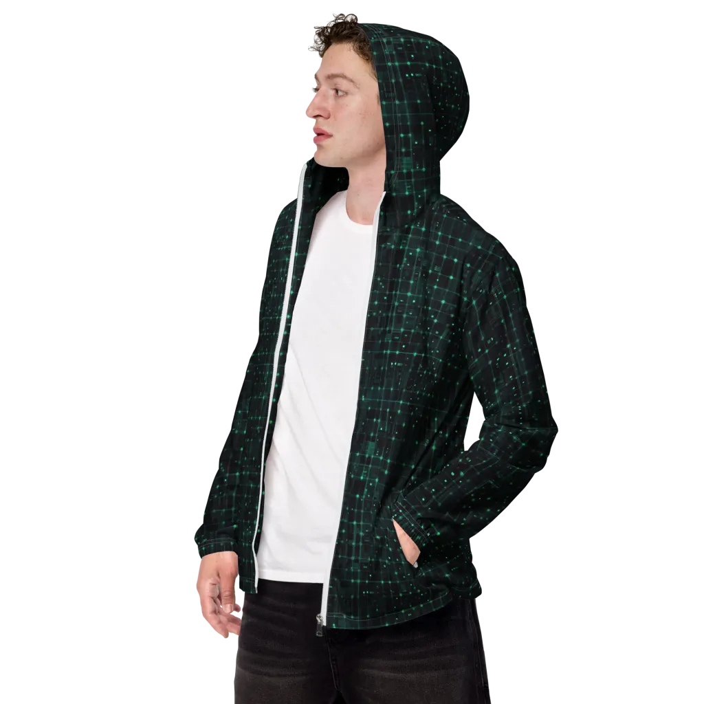 Neon Matrix on Men's Windbreaker — Left Front