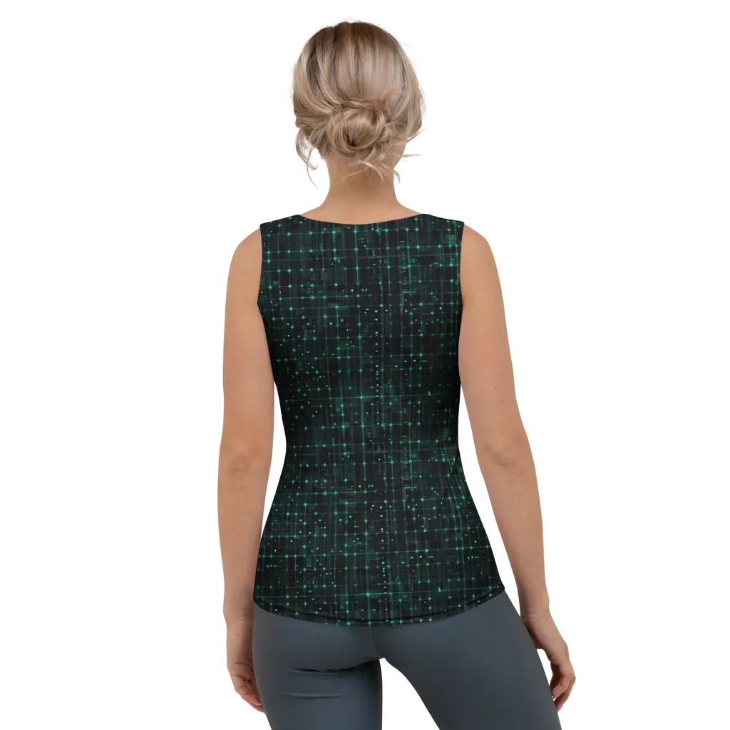 Neon Matrix on Women's Tank Top — Back