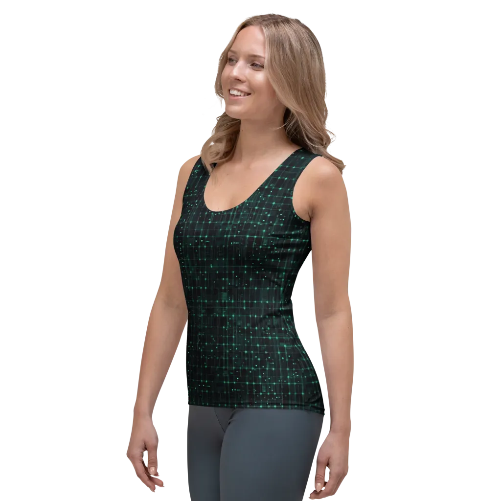 Neon Matrix on Women's Tank Top — Left Front