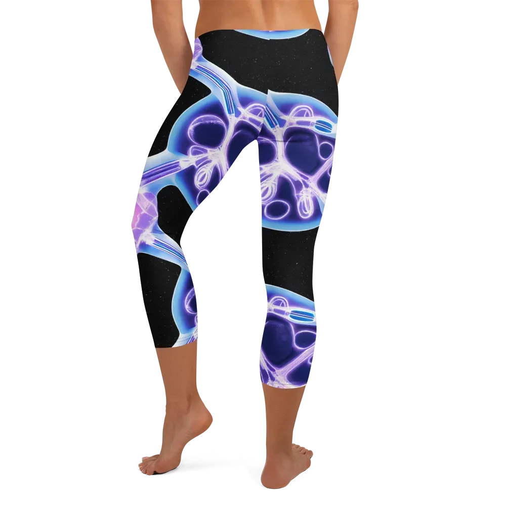 Neon Cellscape on Capri Leggings — Back
