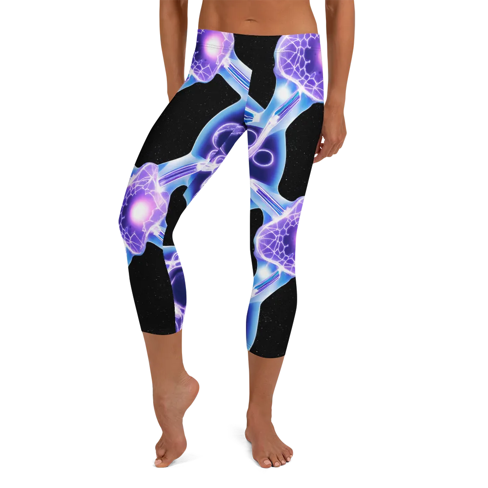 Neon Cellscape on Capri Leggings — Front