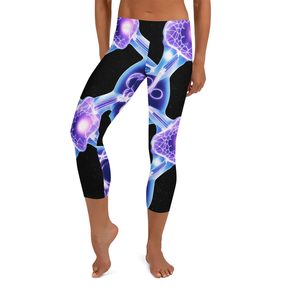 Neon Cellscape on Capri Leggings — Front