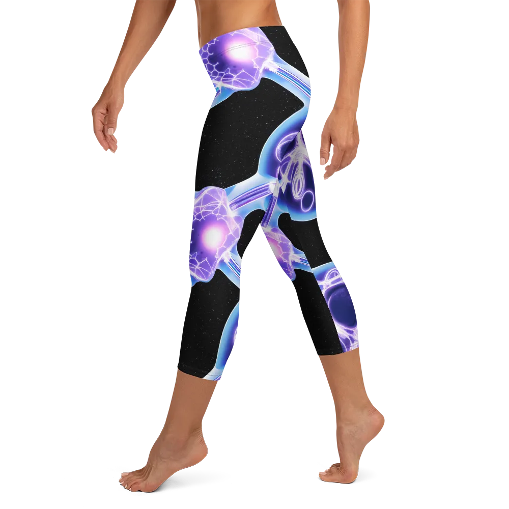 Neon Cellscape on Capri Leggings — Left