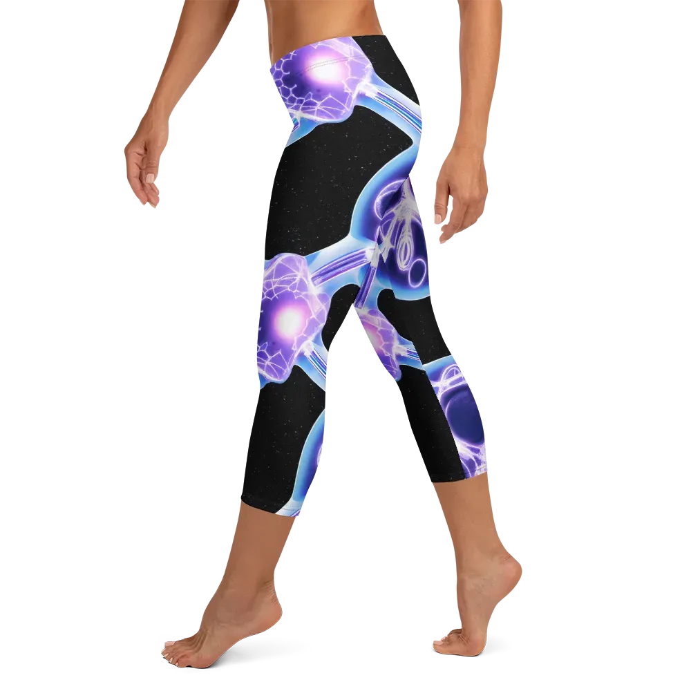 Neon Cellscape on Capri Leggings — Left