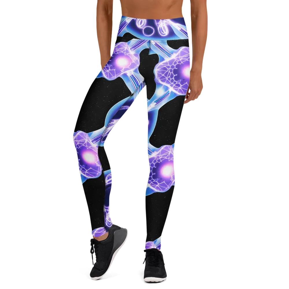 Neon Cellscape on Yoga Leggings — Front