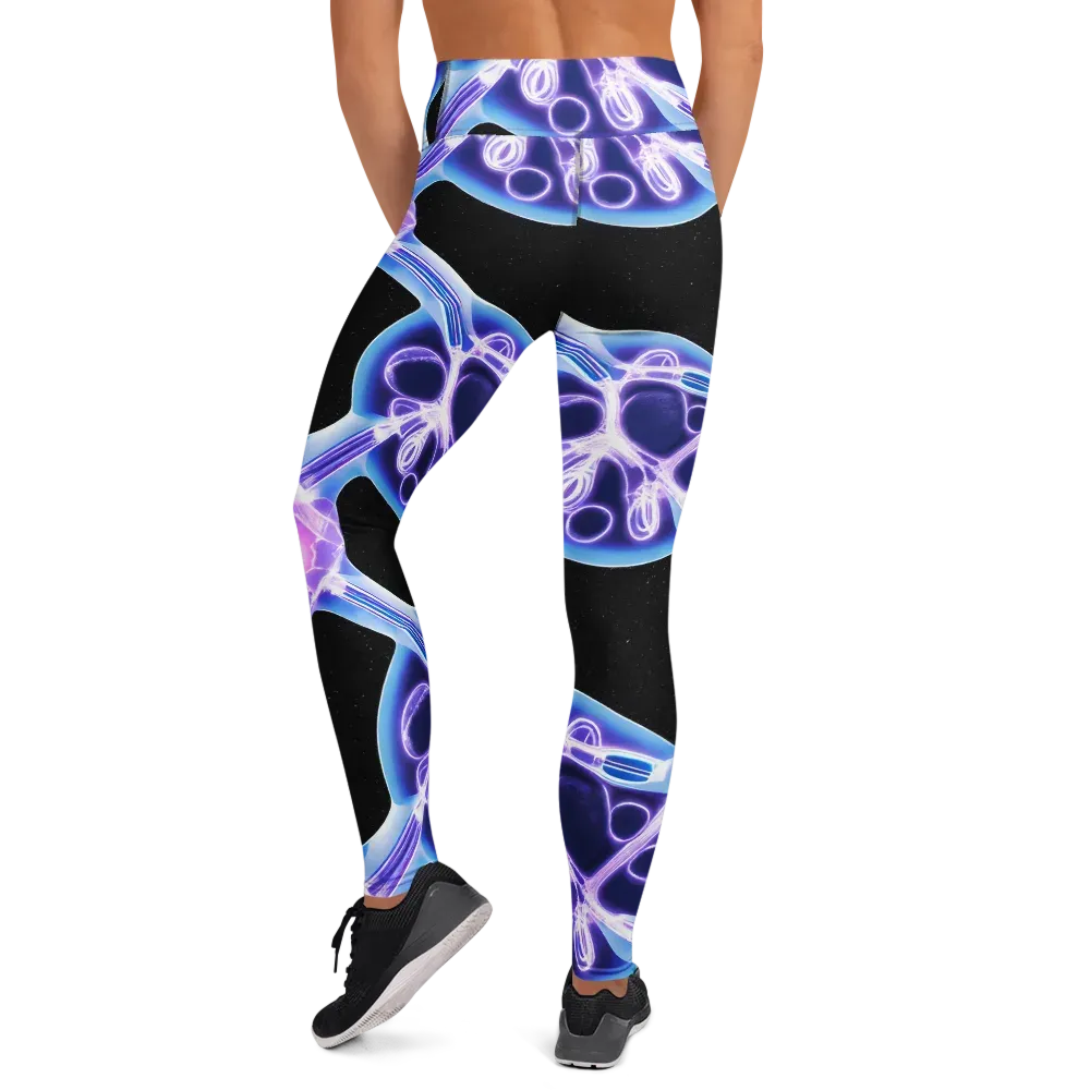 Neon Cellscape on Yoga Leggings — Back