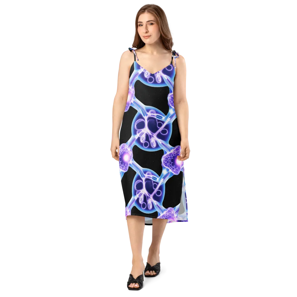 Neon Cellscape on Slip Dress — Front