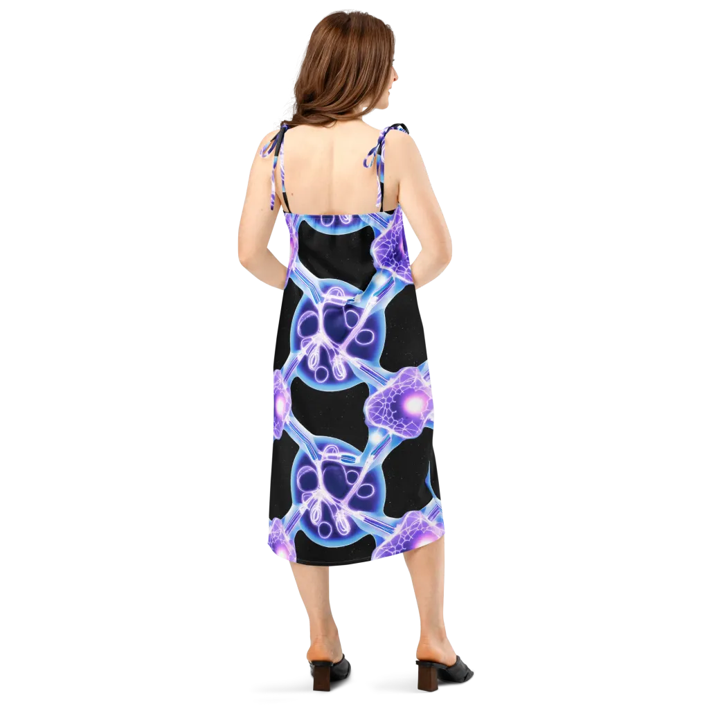 Neon Cellscape on Slip Dress — Back