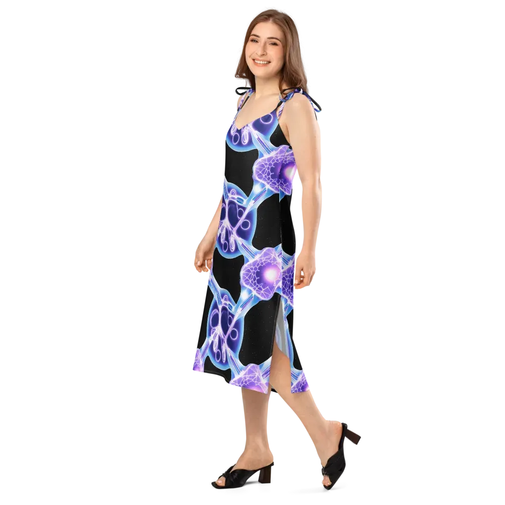 Neon Cellscape on Slip Dress — Left Front