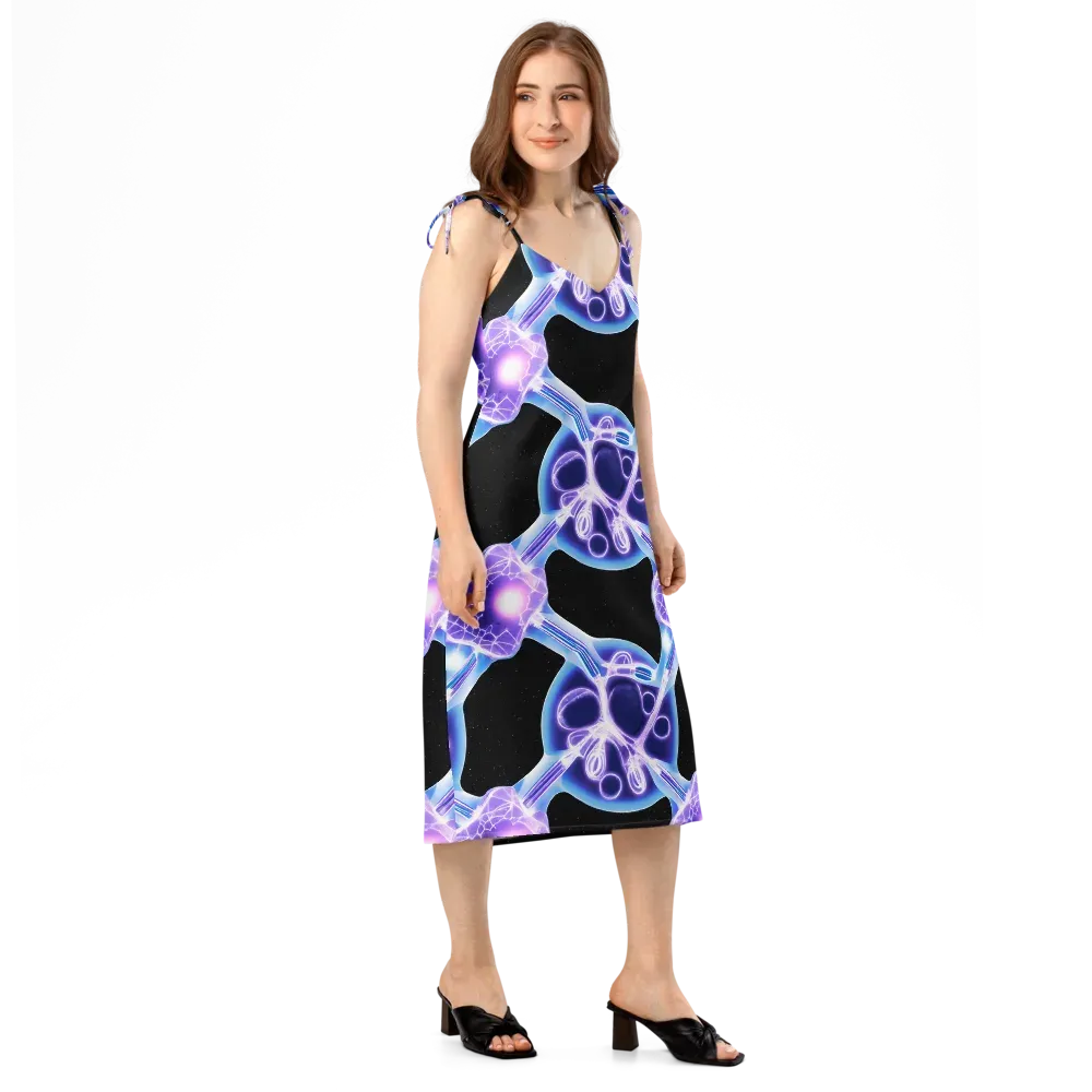 Neon Cellscape on Slip Dress — Right Front