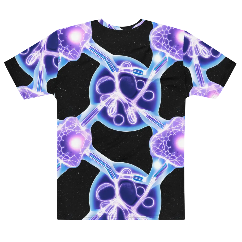 Neon Cellscape on Men's Cotton Crew Neck T-Shirt — Front print
