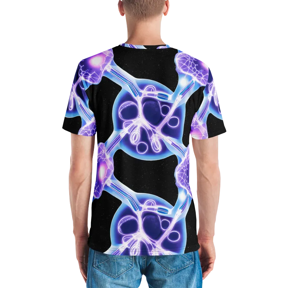 Neon Cellscape on Men's Crew Neck T-Shirt — Back