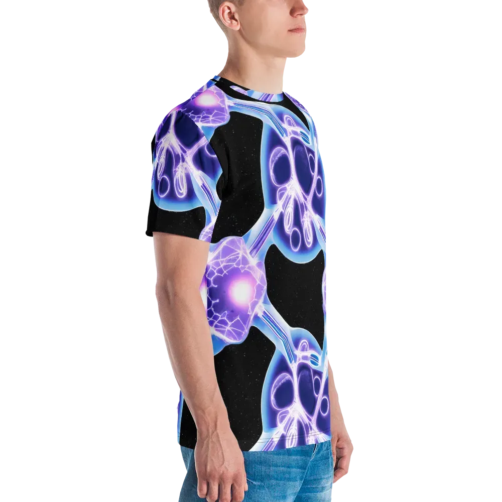 Neon Cellscape on Men's Crew Neck T-Shirt — Right