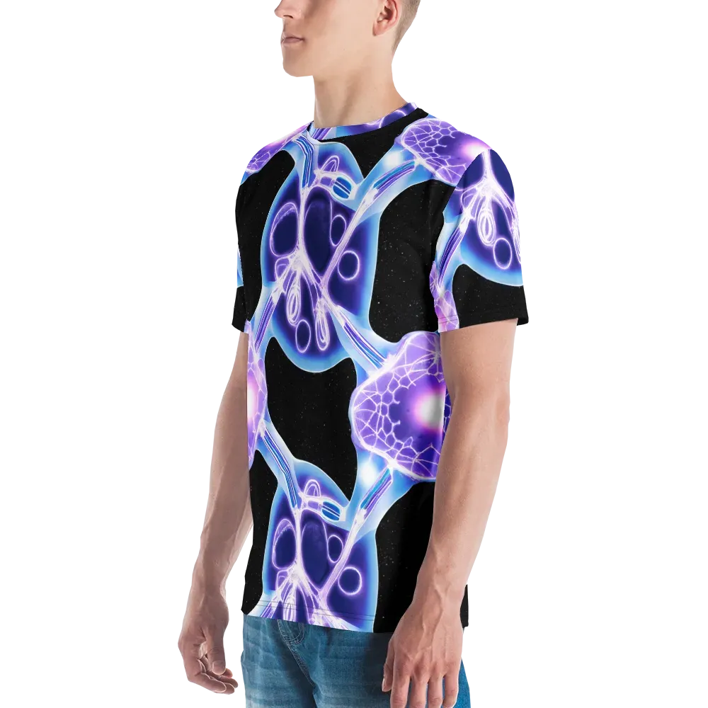 Neon Cellscape on Men's Crew Neck T-Shirt — Left