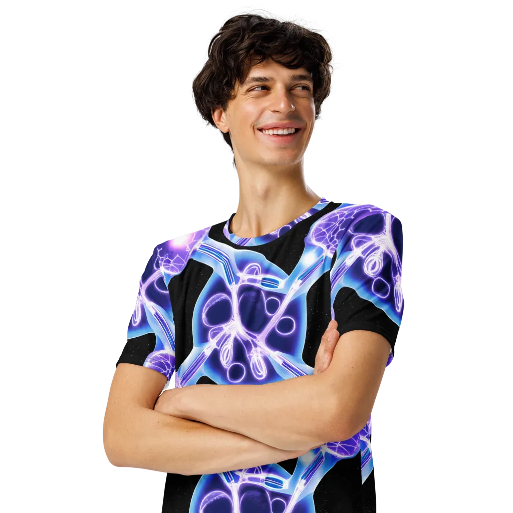 Neon Cellscape on Men's Crew Neck T-Shirt — Front print