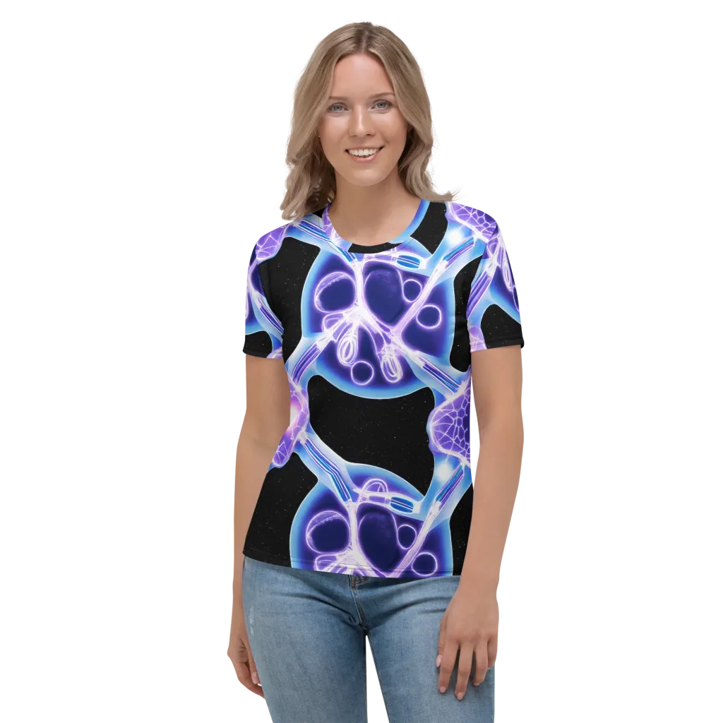 Neon Cellscape on Women's Crew Neck T-Shirt — Front