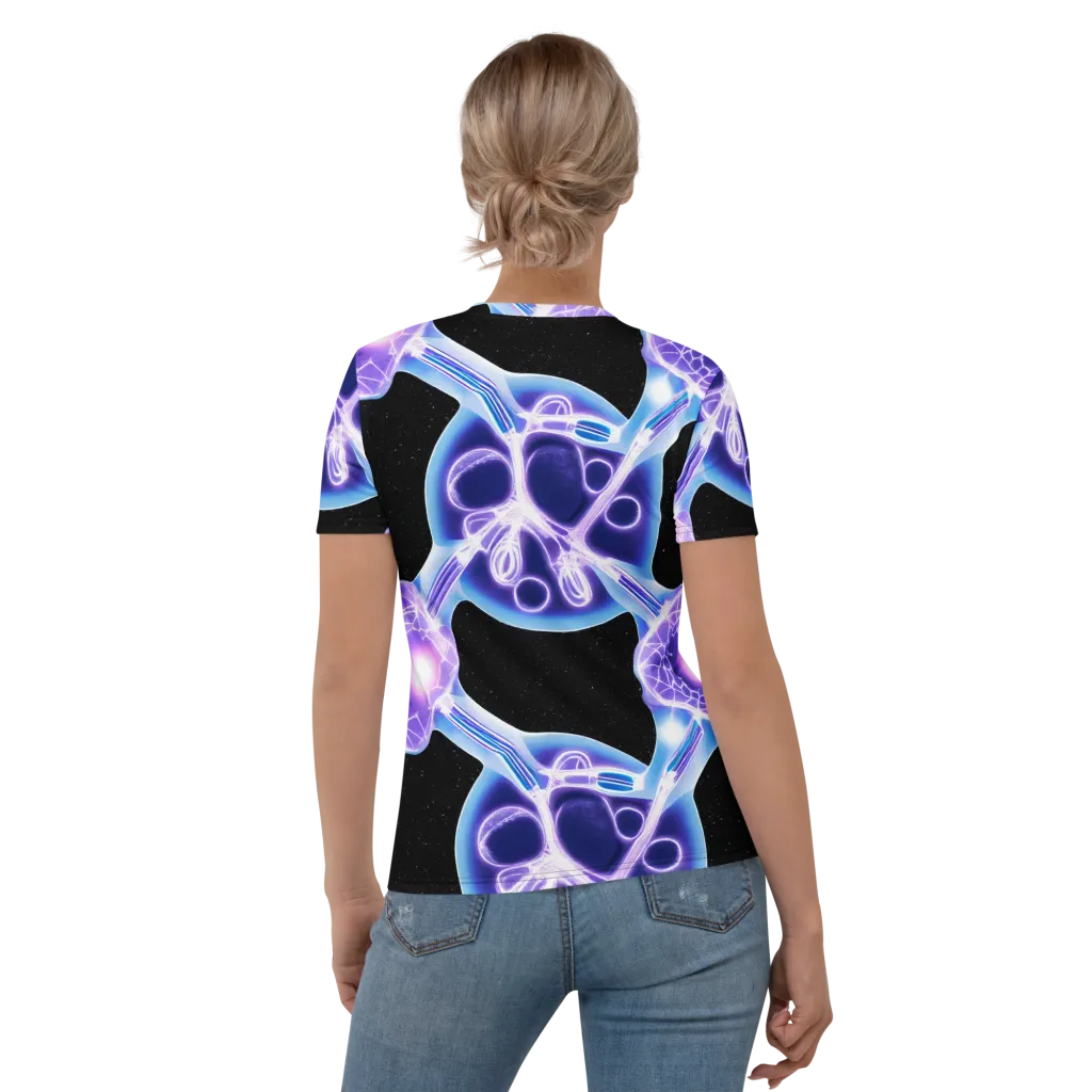 Neon Cellscape on Women's Crew Neck T-Shirt — Back