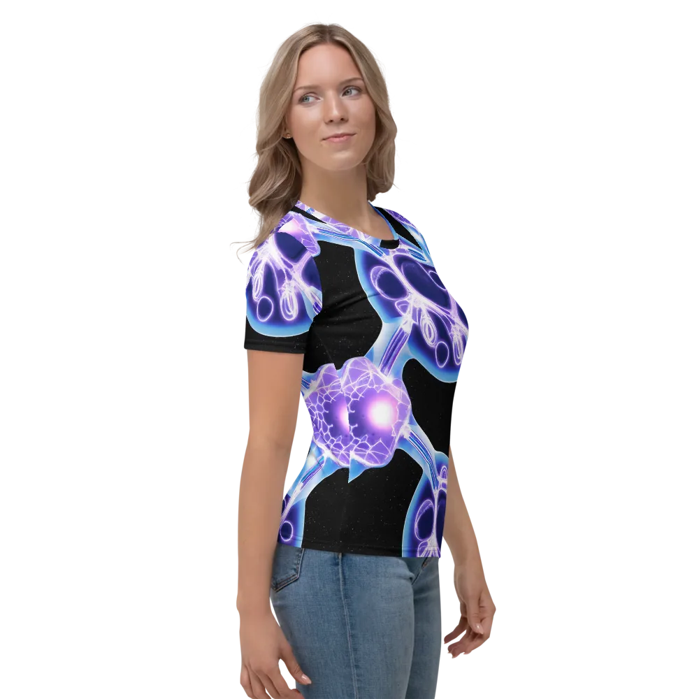 Neon Cellscape on Women's Crew Neck T-Shirt — Back print
