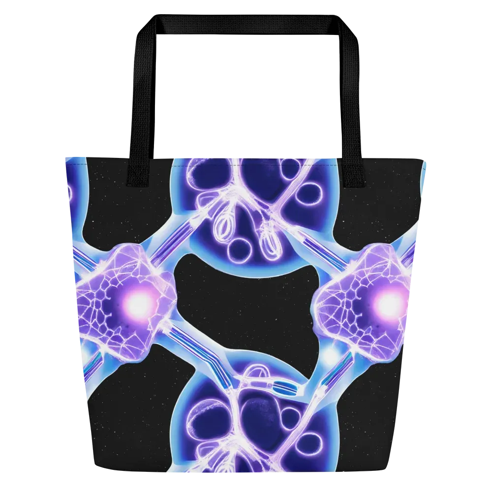 Neon Cellscape on Large Tote Bag W/ Pocket — Front