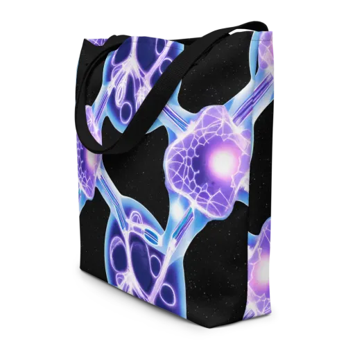 Neon Cellscape on a Large Tote Bag W/ Pocket