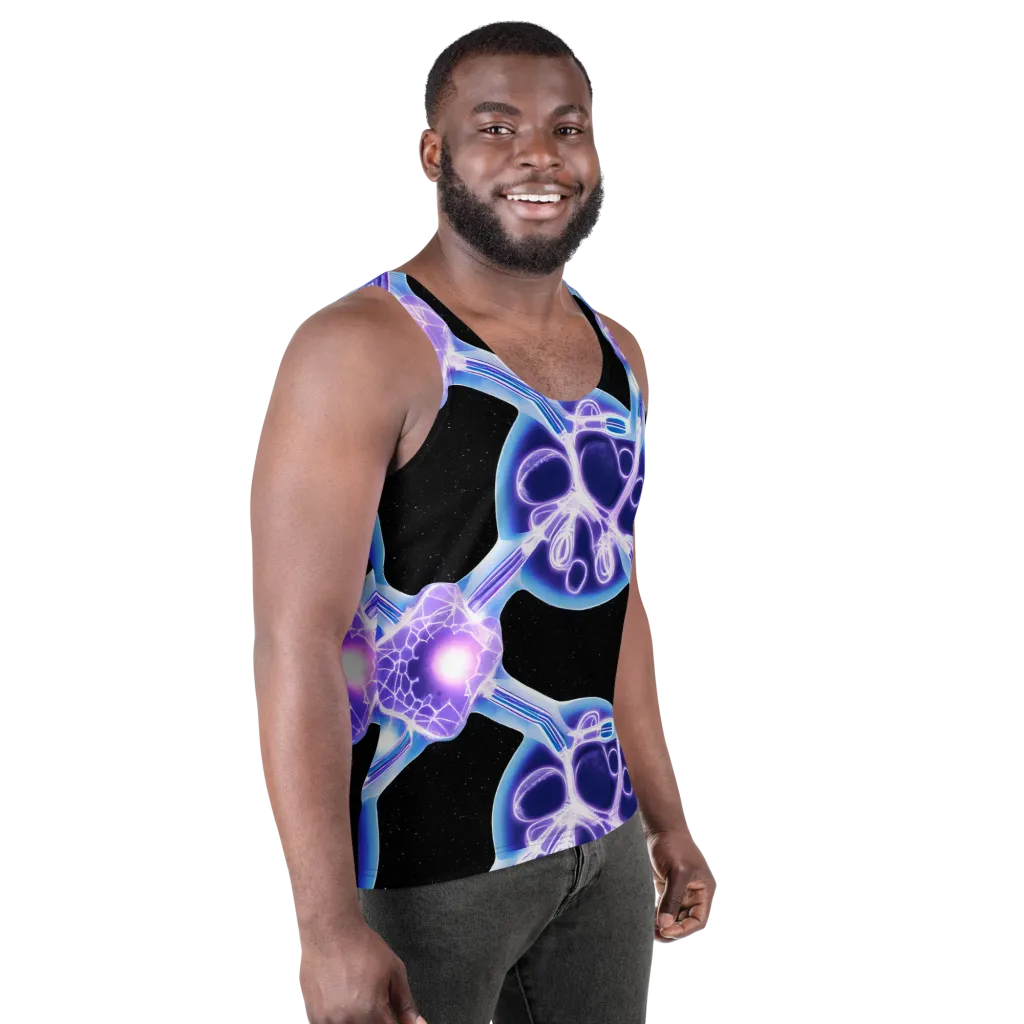 Neon Cellscape on Men's Tank Top — Right Front