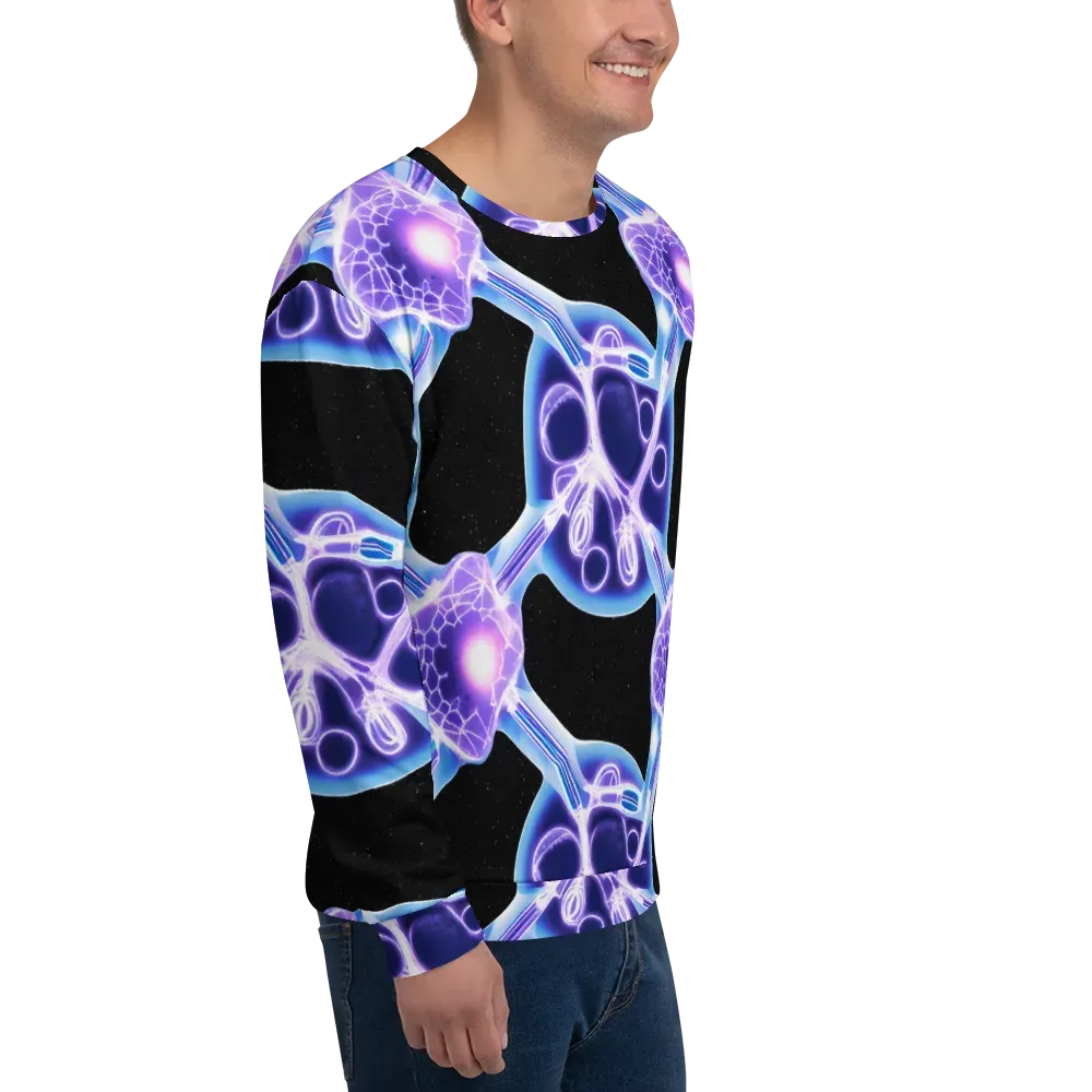 Neon Cellscape on Sweatshirt — Right Front