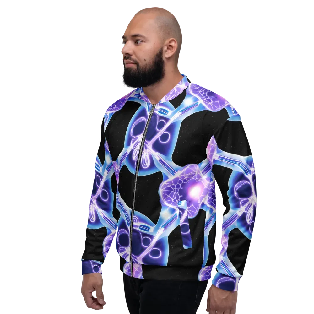 Neon Cellscape on Bomber Jacket — Left