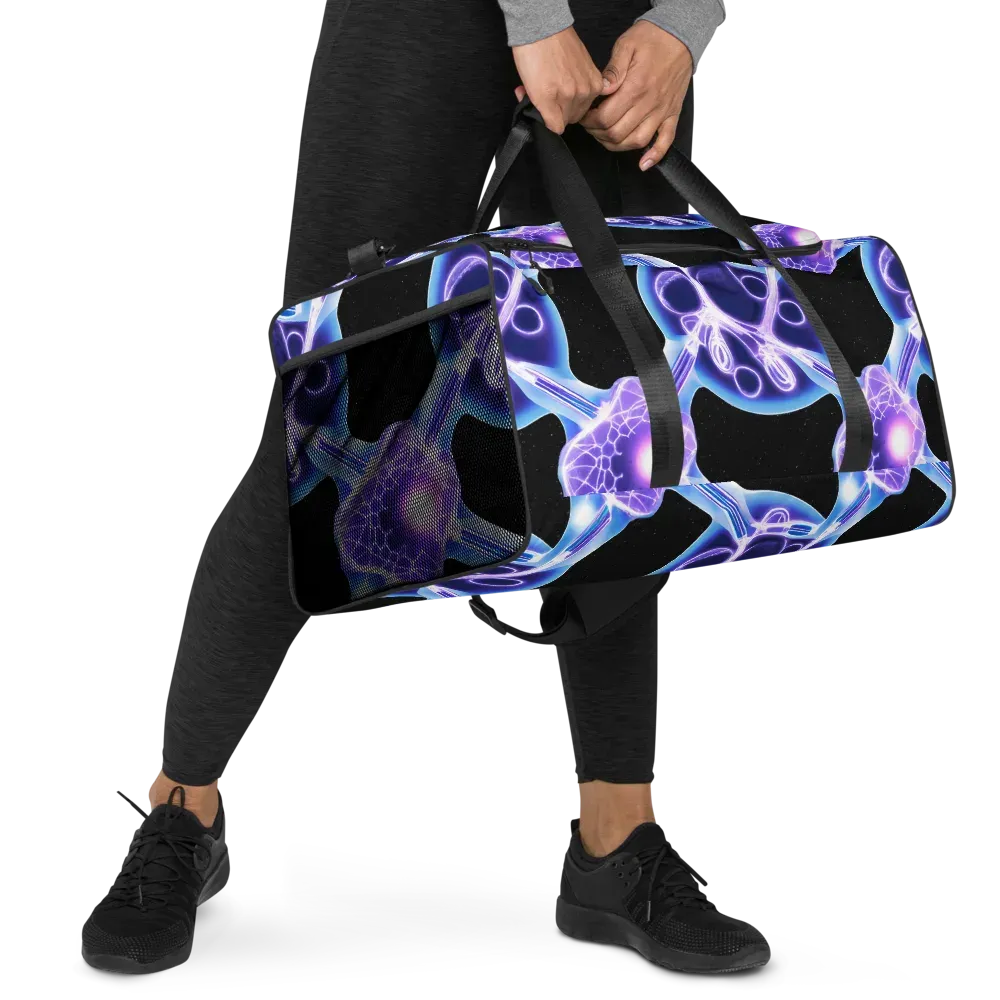 Neon Cellscape on Duffle Bag — Right Front