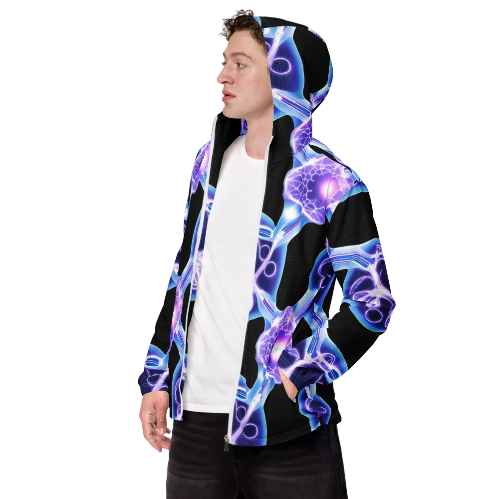 Neon Cellscape on Men's Windbreaker — Left Front