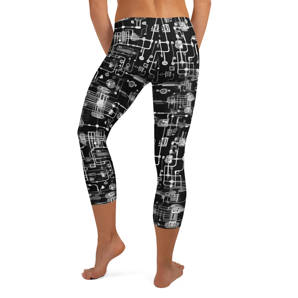 Noir Circuit on Capri Leggings — Back