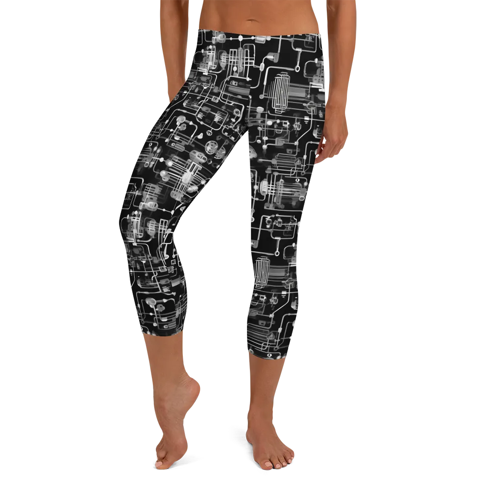 Noir Circuit on Capri Leggings — Front