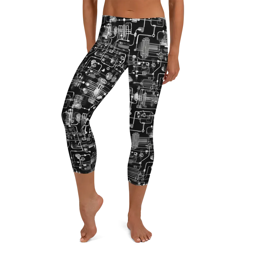 Noir Circuit on Capri Leggings — Front