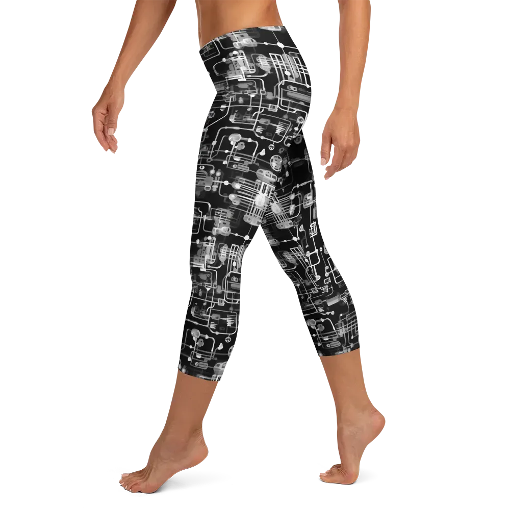 Noir Circuit on Capri Leggings — Left