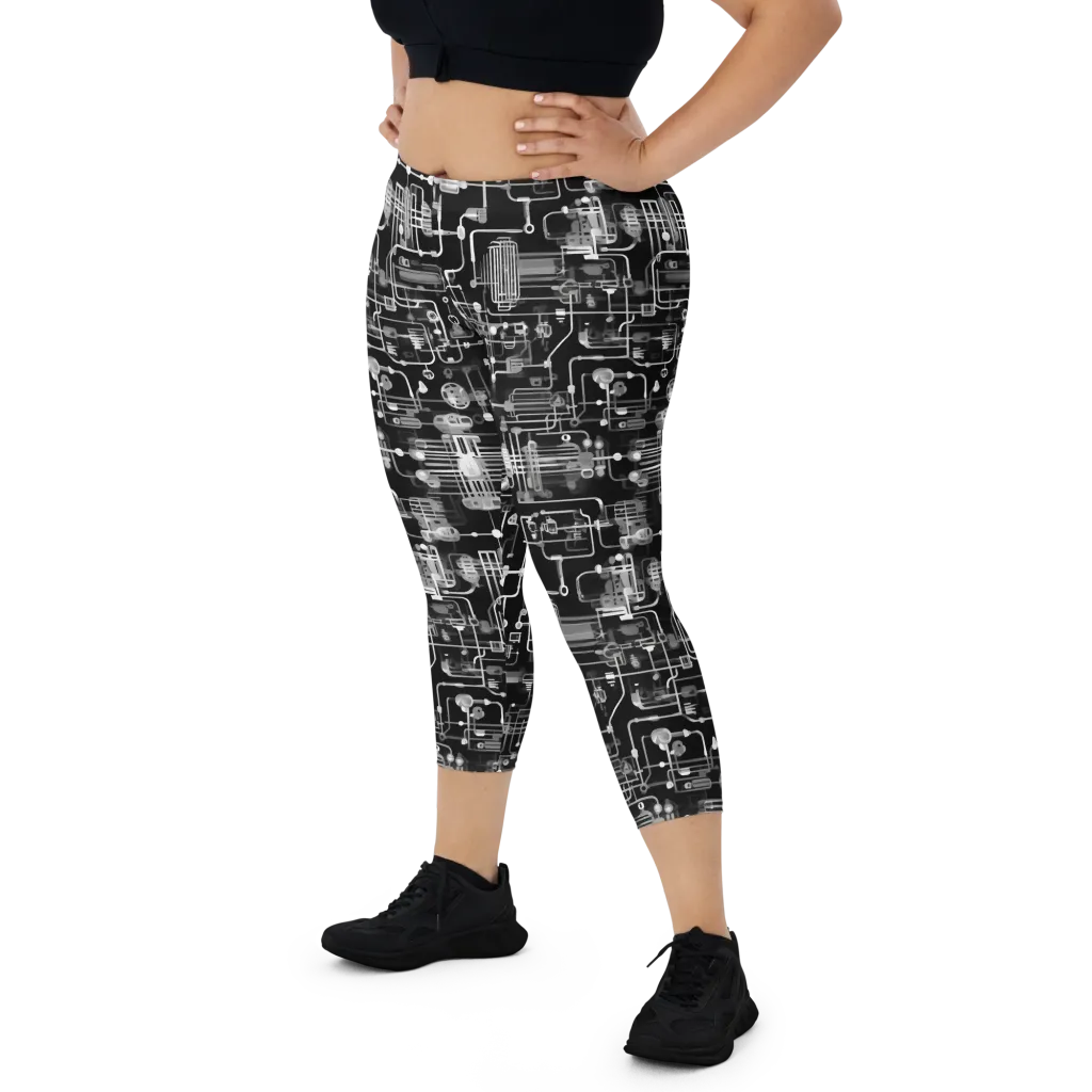 Noir Circuit on Capri Leggings — Print file