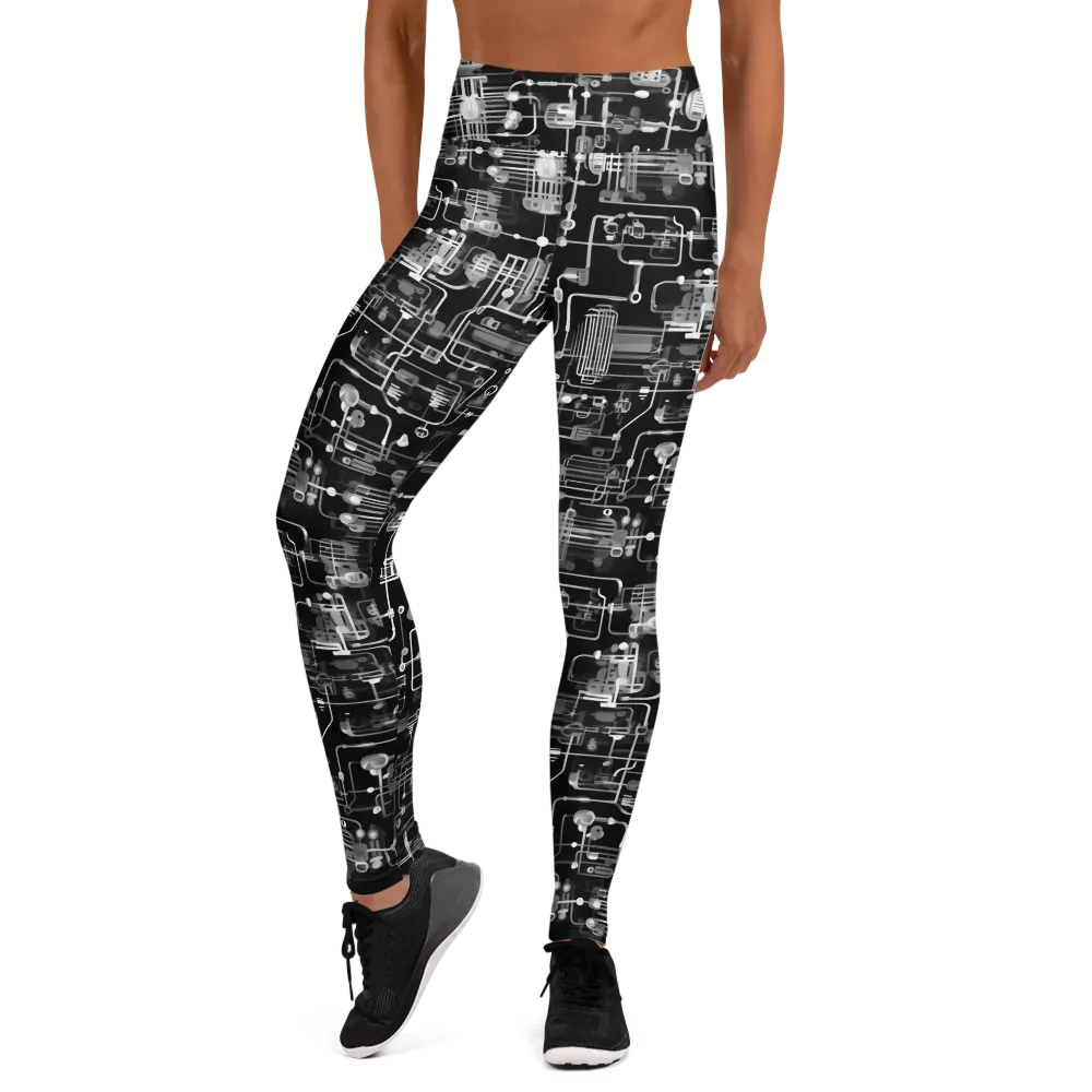 Noir Circuit on Yoga Leggings — Front