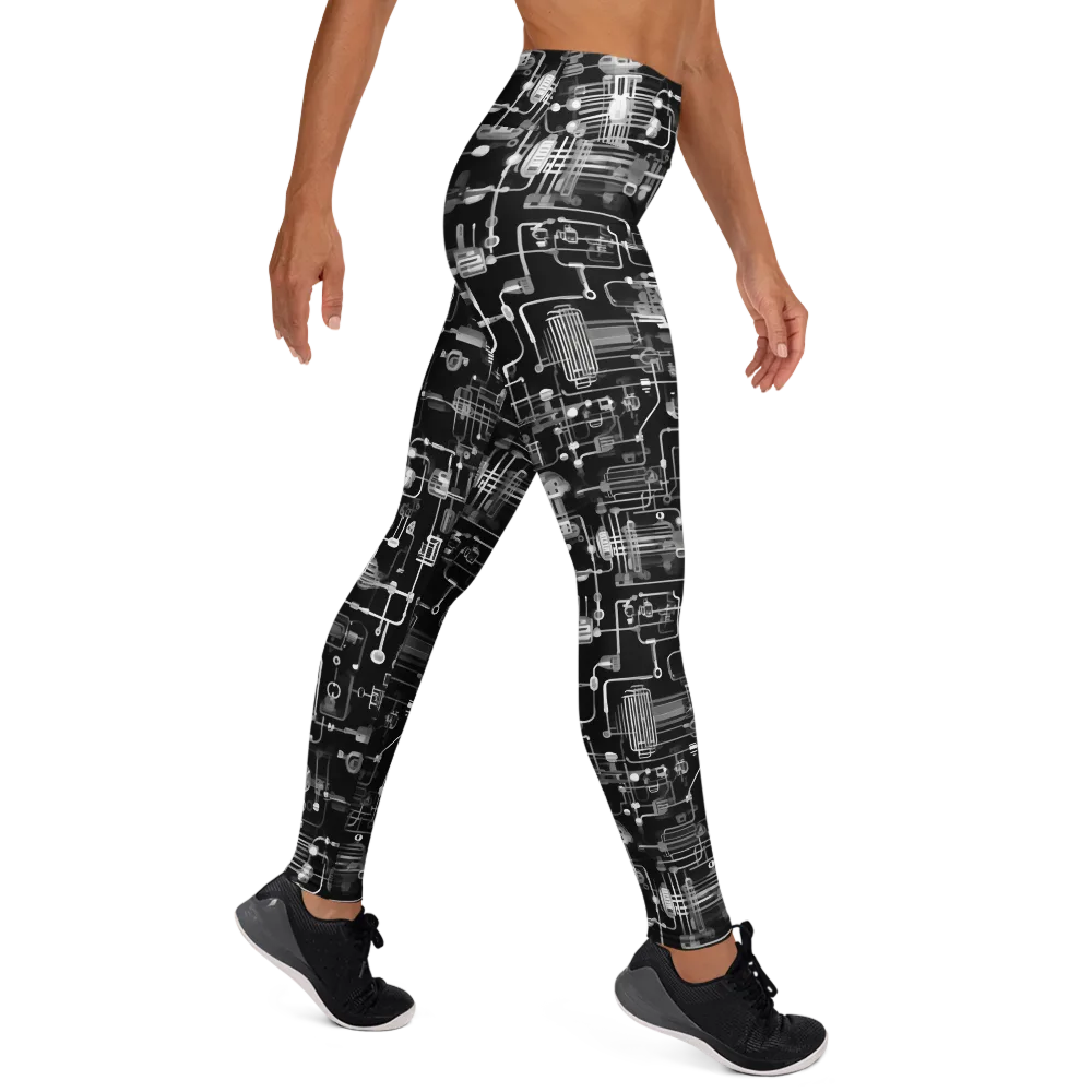 Noir Circuit on Yoga Leggings — Front waist