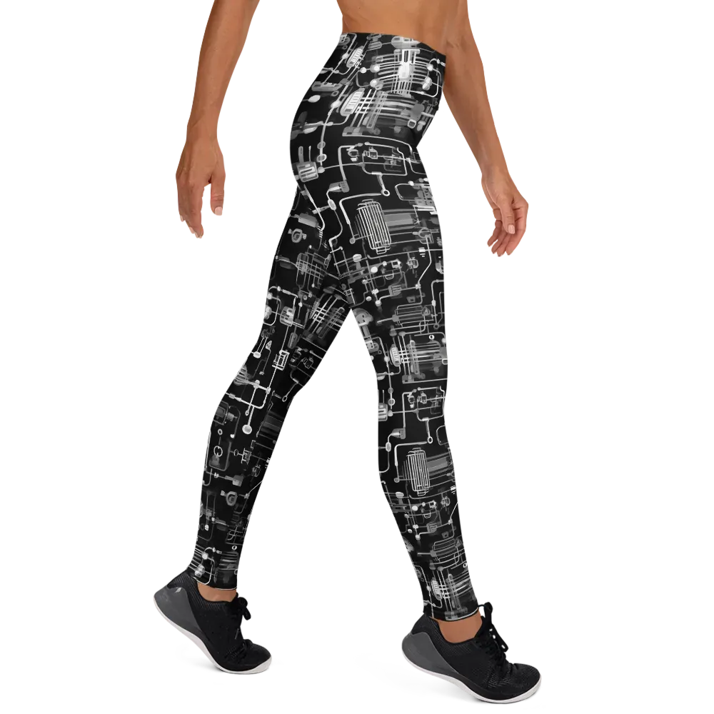 Noir Circuit on Yoga Leggings — Front waist
