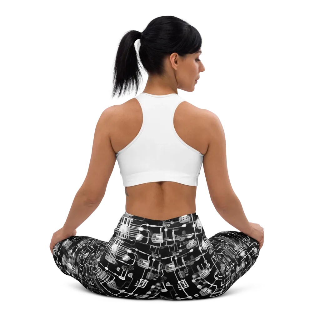 Noir Circuit on Yoga Leggings — Back waist