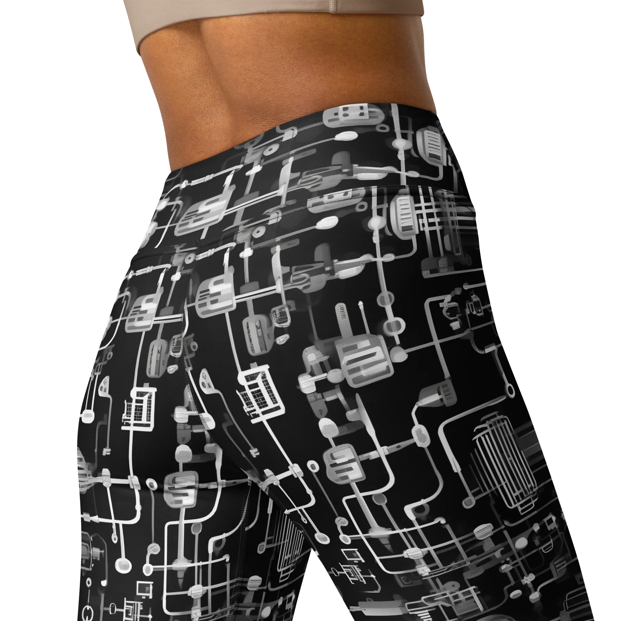 Noir Circuit on Yoga Leggings — Back 2