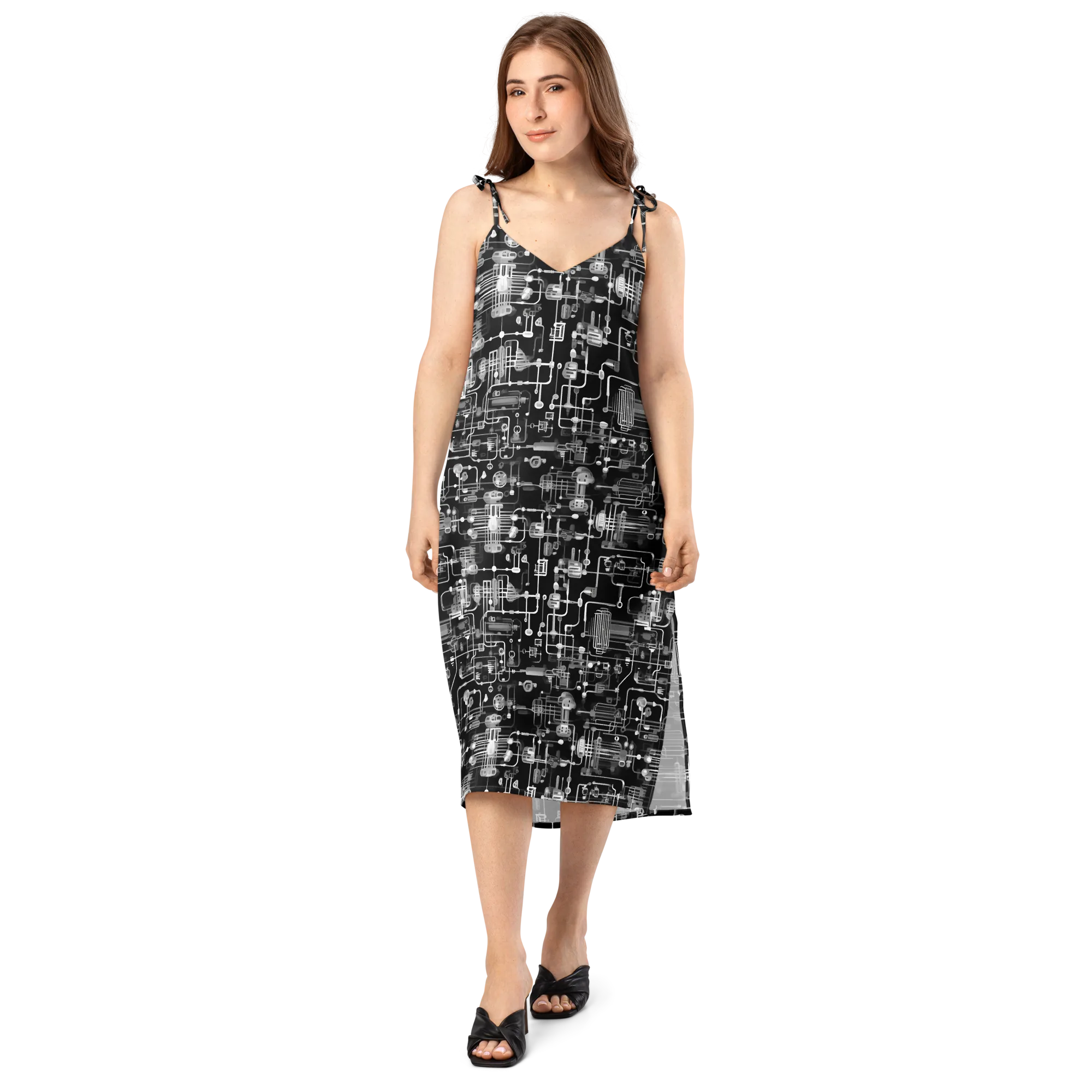 Noir Circuit on Slip Dress — Front