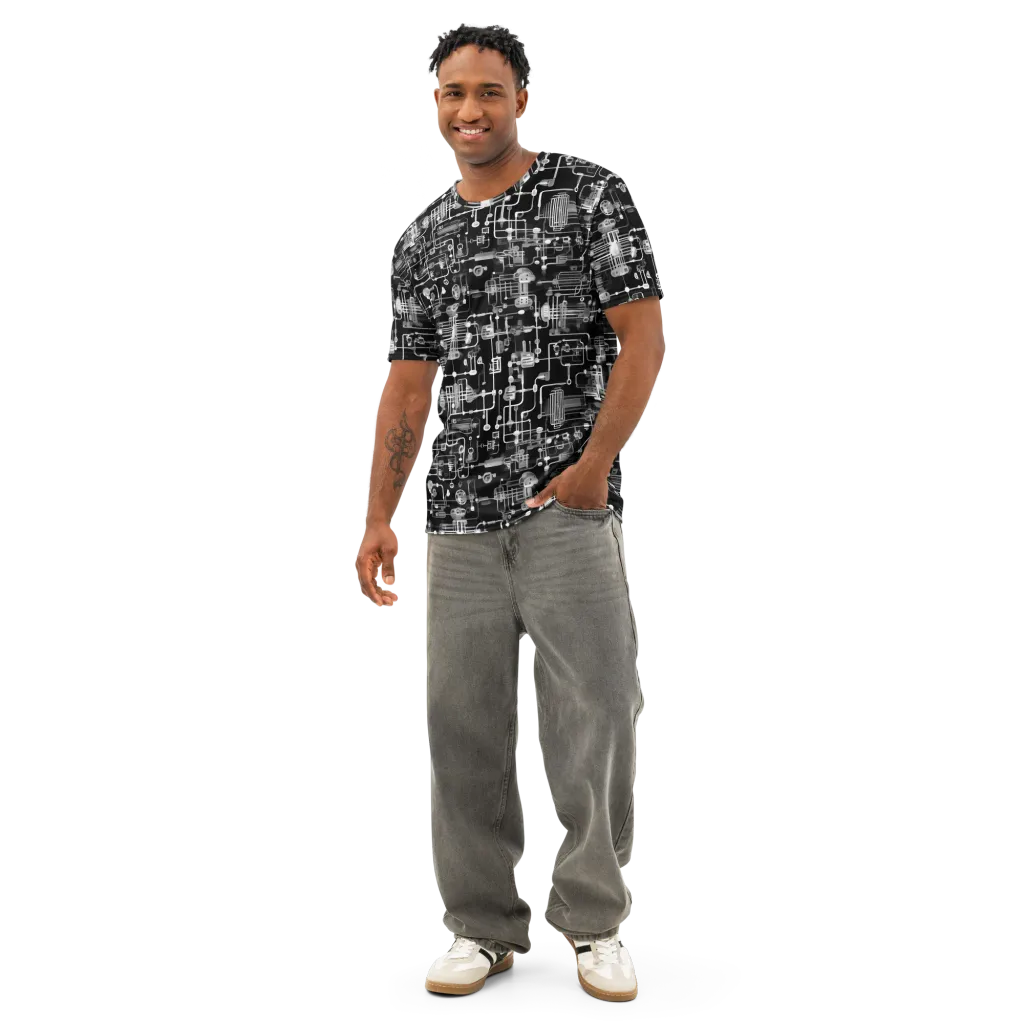 Noir Circuit on Men's Cotton Crew Neck T-Shirt — Front