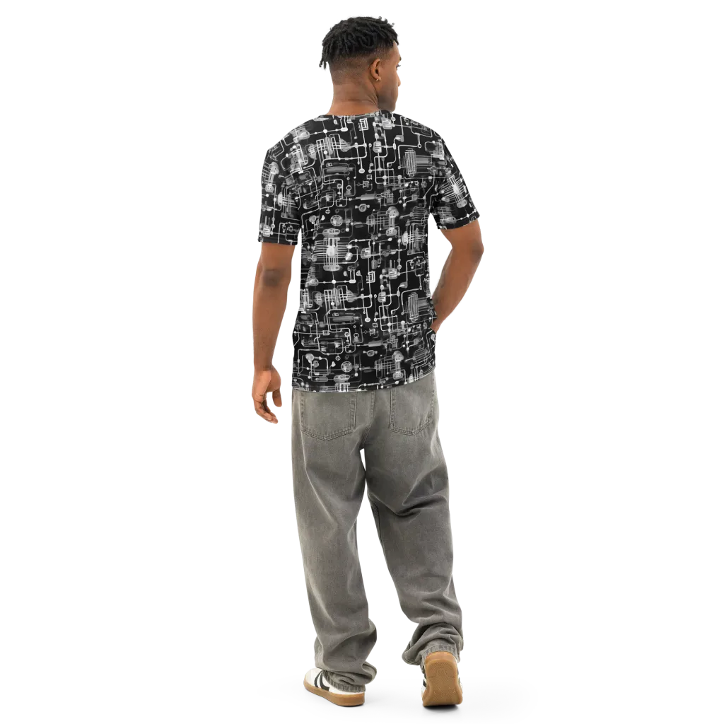 Noir Circuit on Men's Cotton Crew Neck T-Shirt — Back