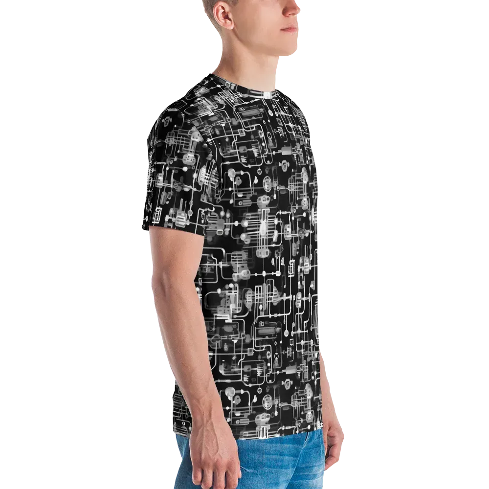 Noir Circuit on Men's Crew Neck T-Shirt — Right