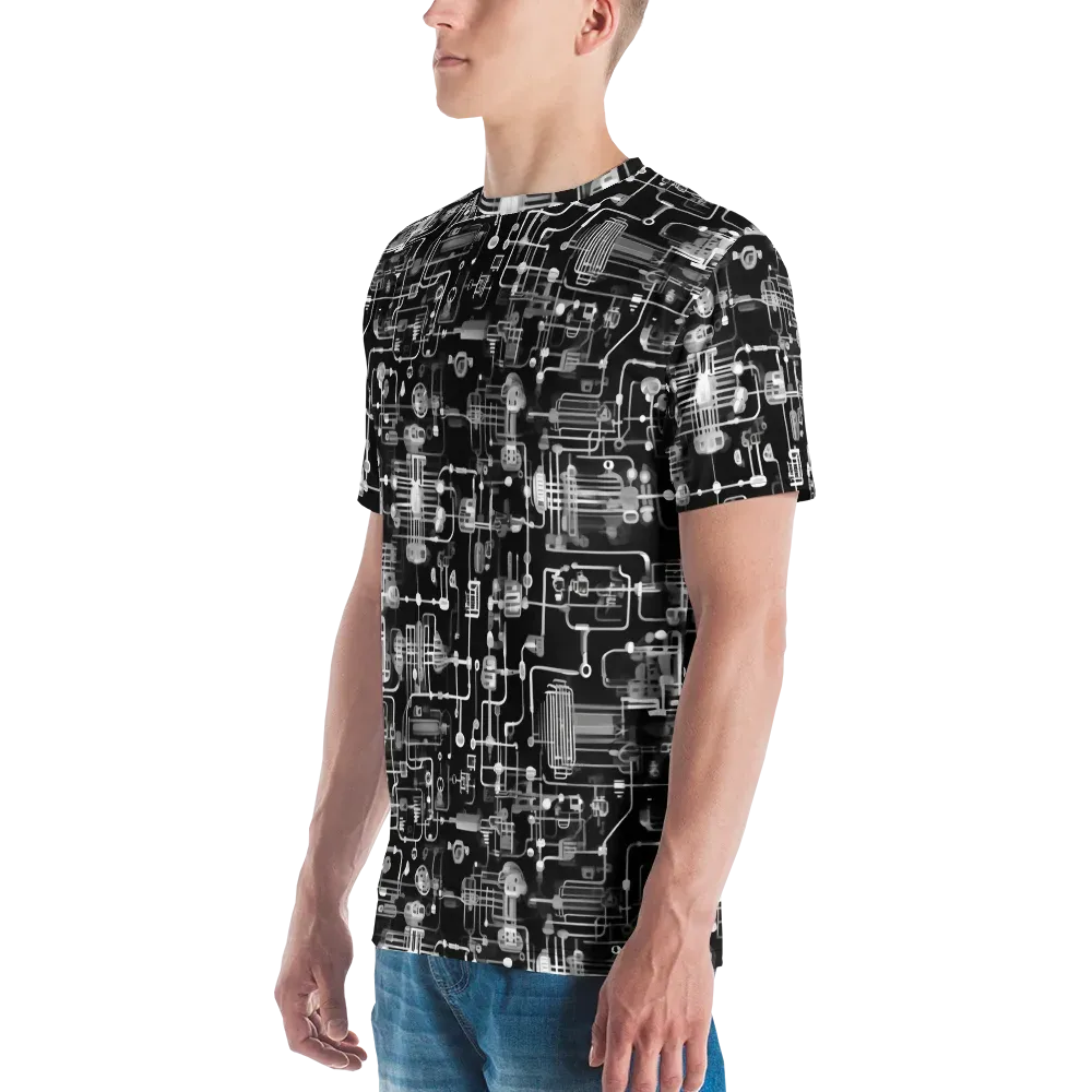Noir Circuit on Men's Crew Neck T-Shirt — Left